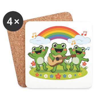 Froggy Band Under the Rainbow - Coasters (set of 4) - white - Front