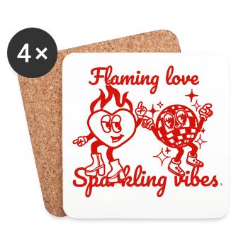 Flaming Love & sparkling vibes - healthy retro design - Coasters (set of 4) - white - Front