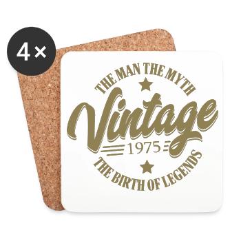 Birthday Man Vintage 1975 Birth Legends - Dessous de verre (lot de 4) - blanc - Devant