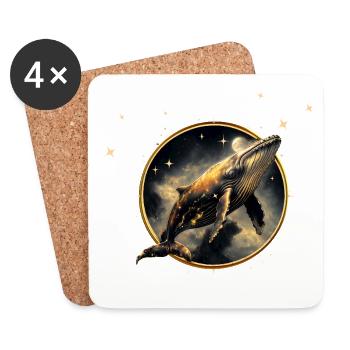 Cosmic elegance, the golden and black whale - Coasters (set of 4) - white - Front