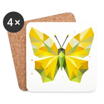 papillon citron jaune vif dans un style moderne - Dessous de verre (lot de 4) - blanc - Devant
