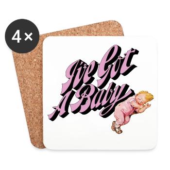 I've Got a Baby Retro Style Pink - Coasters (set of 4) - white - Front