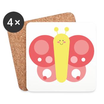 Zarter und stilisierter Schmetterling - Untersetzer (4er-Set) - Weiß - Vorne