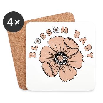 Pretty Blossom - Cute Spring Flower Design - Coasters (set of 4) - white - Front