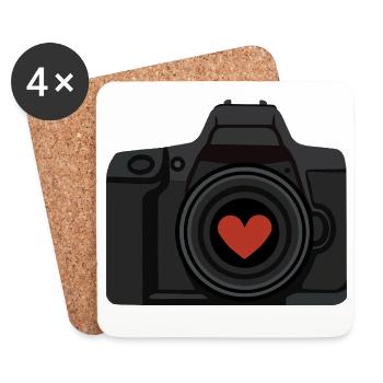 Photo love camera with a heart for true photography fans - Coasters (set of 4) - white - Front