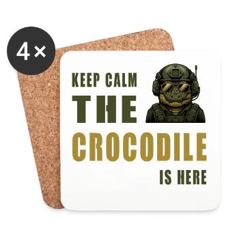 Crocodile in Action – Keep Calm - Coasters (set of 4) - white - Front