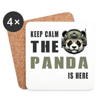 Taktischer Panda – Keep Calm - Untersetzer (4er-Set) - Weiß - Vorne