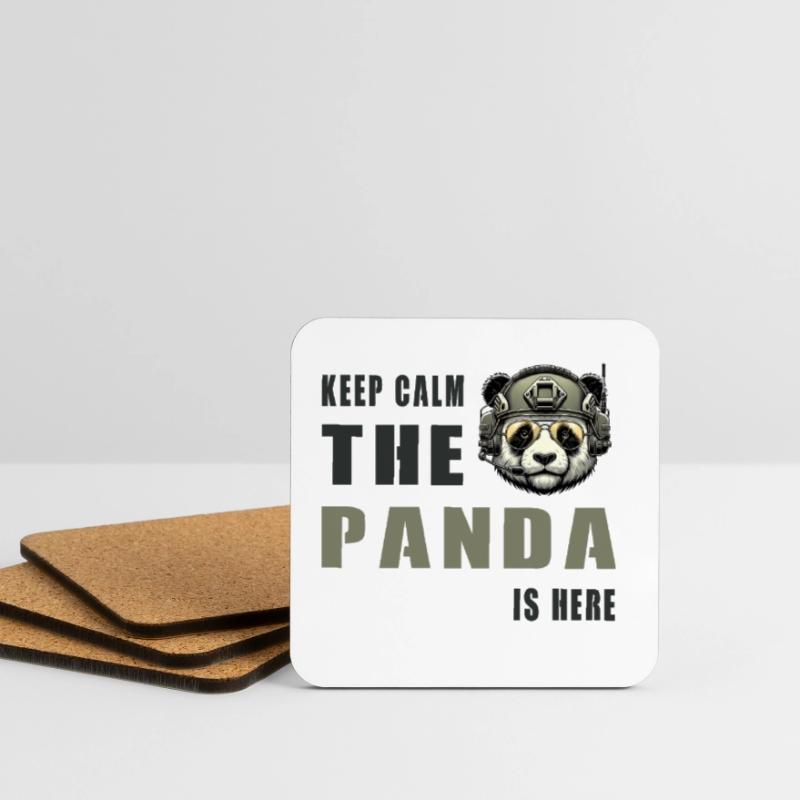 Taktischer Panda – Keep Calm Untersetzer (4er-Set)