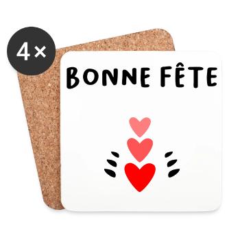 MOM. MOTHER'S DAY. HEART. FEAST. HAPPY BIRTHDAY - Coasters (set of 4) - white - Front