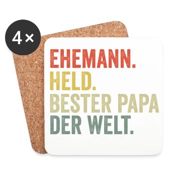 Bester Papa der Welt - Untersetzer (4er-Set) - Weiß - Vorne