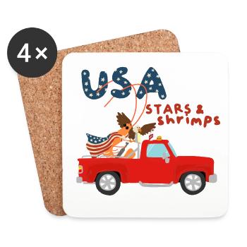 Crevette Américaine, Stars and Stripes - Dessous de verre (lot de 4) - blanc - Devant