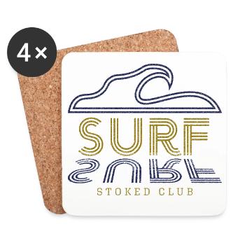 Surf Stoked Club - Vague de surf - Dessous de verre (lot de 4) - blanc - Devant