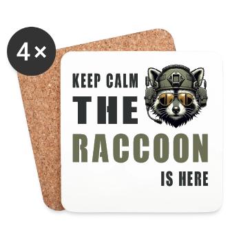 Keep Calm Raccoon est là - Dessous de verre (lot de 4) - blanc - Devant