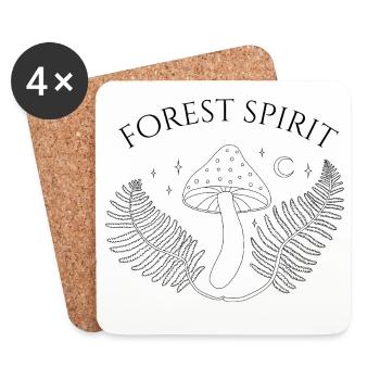 Waldgeist, Pilz und Farn - Untersetzer (4er-Set) - Weiß - Vorne