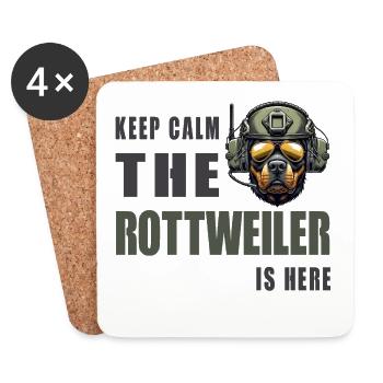 Rottweiler – Conception Keep Calm - Dessous de verre (lot de 4) - blanc - Devant