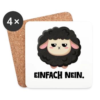 Grumpy Schaf Einfach nein - Untersetzer (4er-Set) - Weiß - Vorne