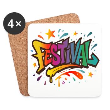 Festival – Bunte Energie in Graffiti-Style - Untersetzer (4er-Set) - Weiß - Vorne