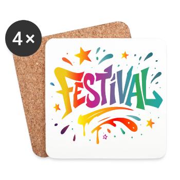 Festival – Bunte Energie in Graffiti-Style - Untersetzer (4er-Set) - Weiß - Vorne