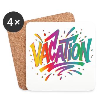 VACATION Schriftzug –Buntes Graffiti im Sommerstil - Untersetzer (4er-Set) - Weiß - Vorne