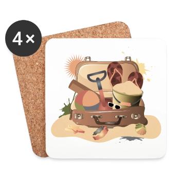 Vintage Koffer für den Strandurlaub – Sommerlich - Untersetzer (4er-Set) - Weiß - Vorne