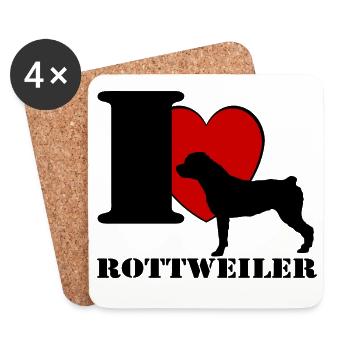 Rottweiler , j’adore .............................. - Dessous de verre (lot de 4) - blanc - Devant