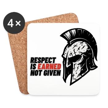 Respect Is earned not given – Spartanerhelm - Untersetzer (4er-Set) - Weiß - Vorne