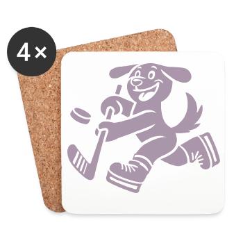 Teckel Hockey sur glace Silhouette Minimaliste - Dessous de verre (lot de 4) - blanc - Devant