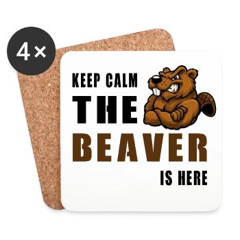 Stay calm, beaver is here - Coasters (set of 4) - white - Front