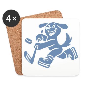 Teckel Hockey sur glace Silhouette Minimaliste - Dessous de verre (lot de 4) - blanc - Devant