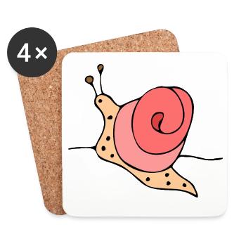 Stilisierte Schnecke auf rosa Hintergrund - Untersetzer (4er-Set) - Weiß - Vorne