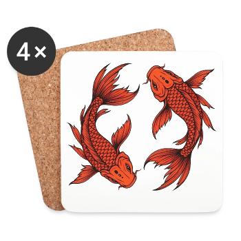 Rote Karpfen – Asiatischer Wassertraum - Untersetzer (4er-Set) - Weiß - Vorne