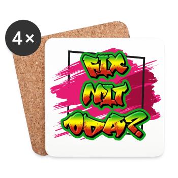 Graffiti Inspiriertes Farbsprüher-Design, Mundart - Untersetzer (4er-Set) - Weiß - Vorne