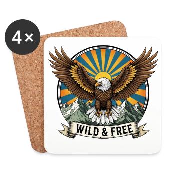 Wild eagle with mountains and sunrise - Coasters (set of 4) - white - Front