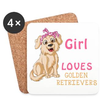 Golden Retriever Girl Love  - Coasters (set of 4) - white - Front