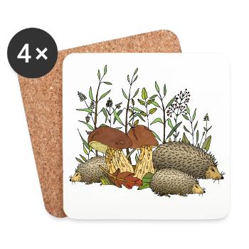 Igel - Untersetzer (4er-Set) - Weiß - Vorne