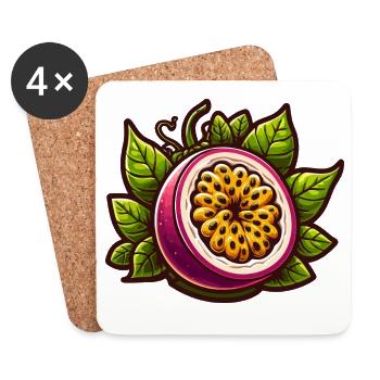 Illustration of Exotic Passion Flower Fruit - Coasters (set of 4) - white - Front