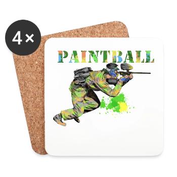 Colored paintball player in action - Coasters (set of 4) - white - Front