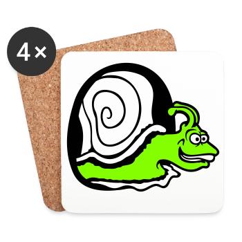 escargot regarde trou mur trou de souris drôle idiot - Dessous de verre (lot de 4) - blanc - Devant