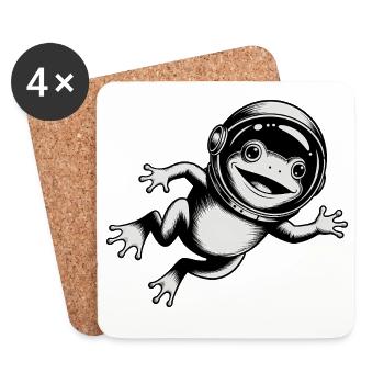 Grenouille dans l'espace - Logo Cool Astonomy - Dessous de verre (lot de 4) - blanc - Devant
