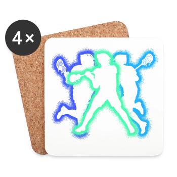 Lacrosse Player Silhouettes Men Lacrosse Boy - Coasters (set of 4) - white - Front