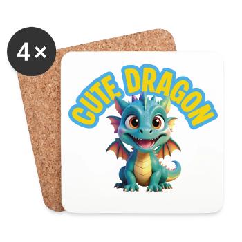 Dragon mignon - Dessous de verre (lot de 4) - blanc - Devant