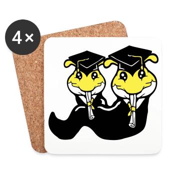 2 Raupen Schulabschluss Abitur bestanden College - Untersetzer (4er-Set) - Weiß - Vorne