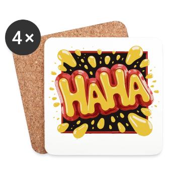 Lebhaftes Haha-Design im Comic-Stil - Untersetzer (4er-Set) - Weiß - Vorne