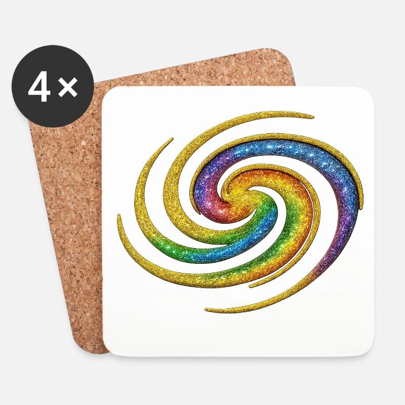 Galaktischer Regenbogenspiral  - Untersetzer (4er-Set) - Weiß