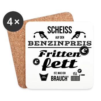 Prix de l’essence de merde - J’ai besoin de graisse pour frites - Dessous de verre (lot de 4) - blanc - Devant