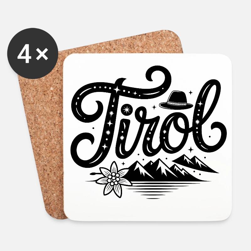 Tirol - Souvenir Design - Untersetzer (4er-Set) - Weiß