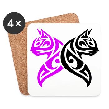 Cats Tribal Cat Design - Coasters (set of 4) - white - Front