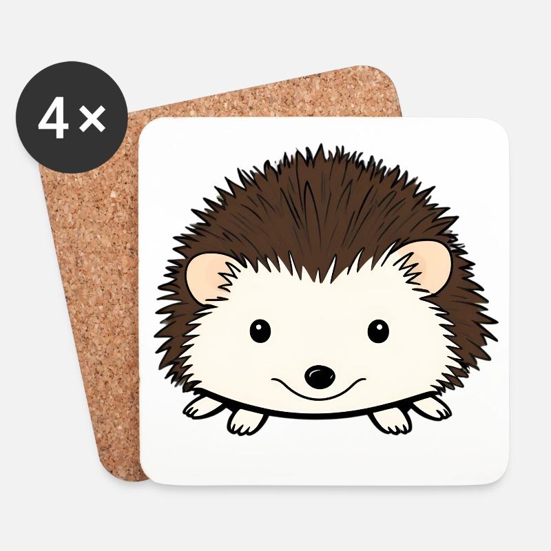 Niedlicher Igel mit freundlichem Gesicht - Untersetzer (4er-Set) - Weiß