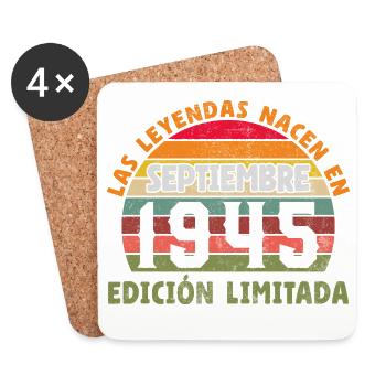Septembre 1945 Vintage Cadeau d’anniversaire - Dessous de verre (lot de 4) - blanc - Devant