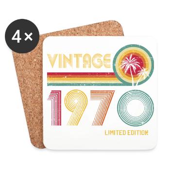 Design circulaire rétro vintage des années 1970 - Dessous de verre (lot de 4) - blanc - Devant